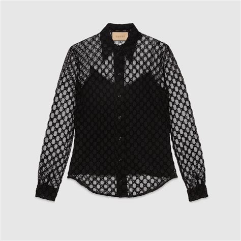 camicia nera gucci|camicia in tulle gucci.